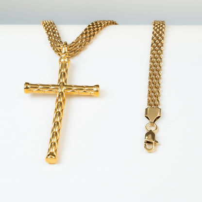 Combo Cadena y Pulsera Chinesca + Dije Cruz Grabada GRATIS